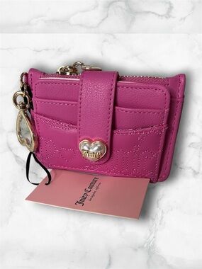 Juicy Couture Pink Heart Snap Card Case with Keyring